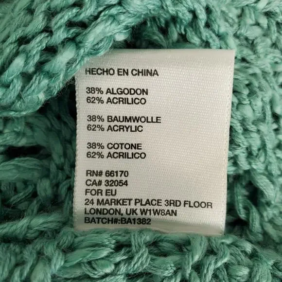 Anthropologie Open Crochet Knit Sweater S Mint Green Western Country Cowgirl NWT - Picture 7 of 8